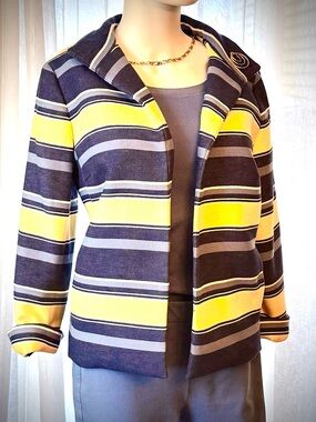 Talbots Bold Blue & Yellow nautical Stripe Jacket. Size Small. Never worn.